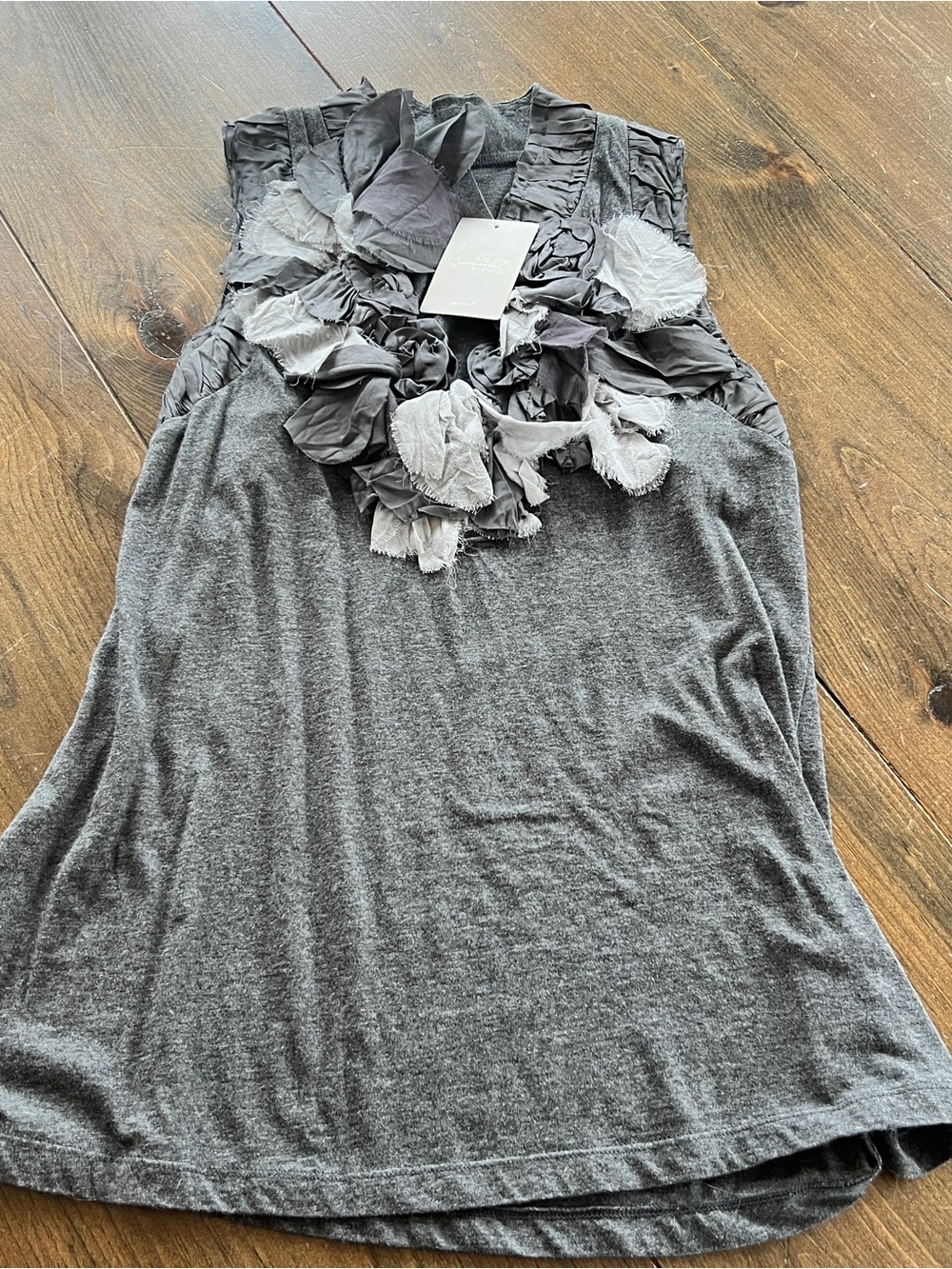 Anthropologie One September heather grey mixed-media sleeveless top-small
